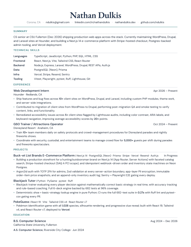 Resume preview